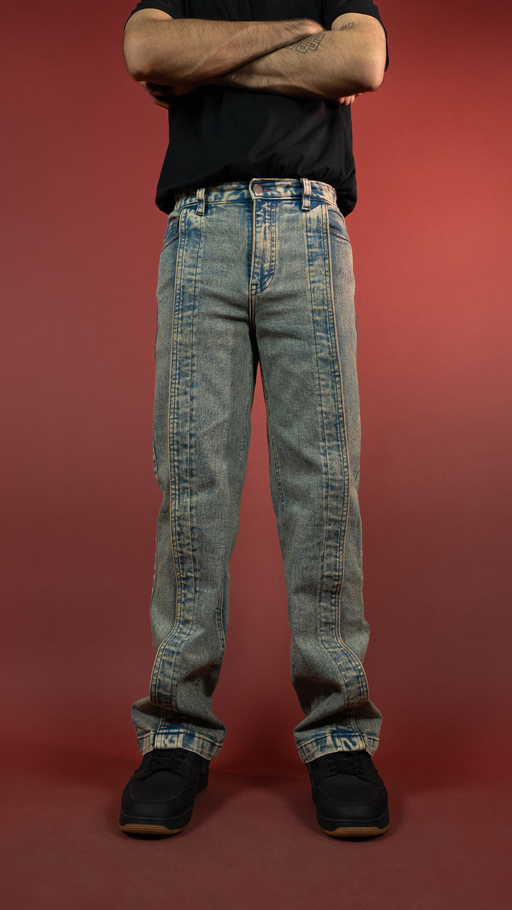 VINTAGE PLEATED DENIM MEN'S JEANS