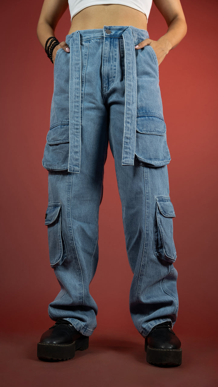 BLUE DENIM WOMEN'S CARGO