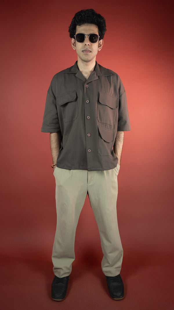 UTILITY BROWN MEN'S SHIRT