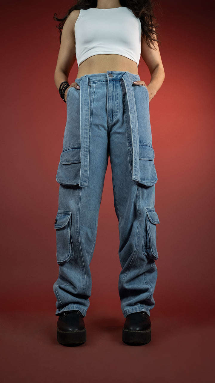 BLUE DENIM WOMEN'S CARGO