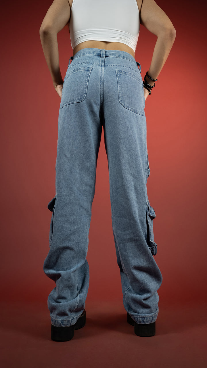 BLUE DENIM WOMEN'S CARGO