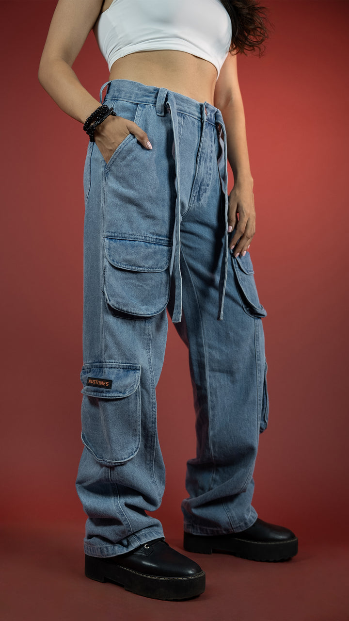 BLUE DENIM WOMEN'S CARGO