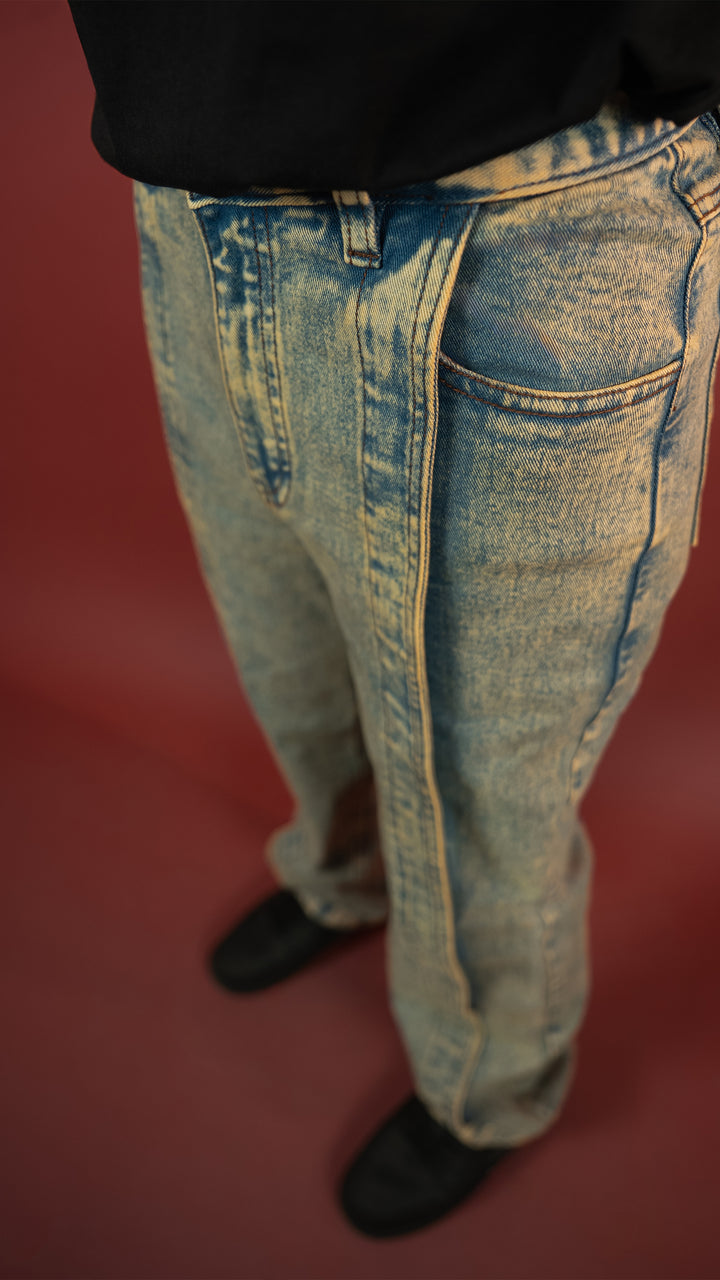 VINTAGE PLEATED DENIM MEN'S JEANS