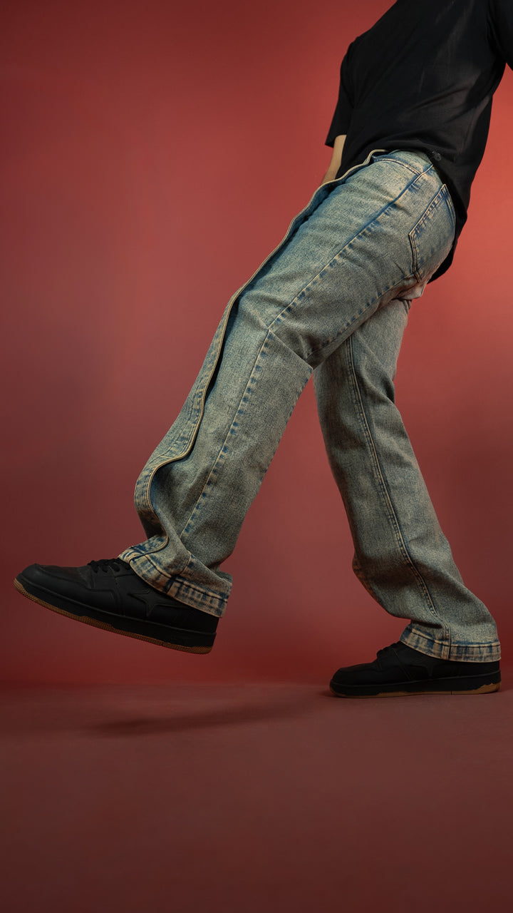 VINTAGE PLEATED DENIM MEN'S JEANS